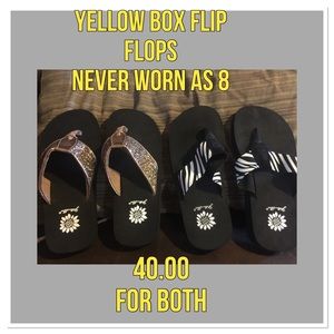 Yellow box flip flops
